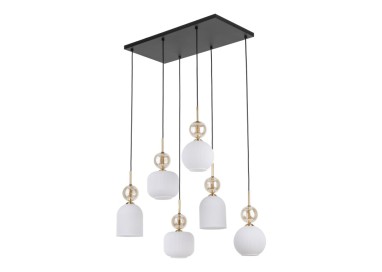 Suspension Sophia – noir & doré – en métal et verre – style chic