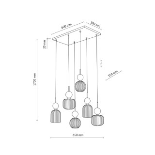 Suspension Sophia – noir & doré – en métal et verre – style chic