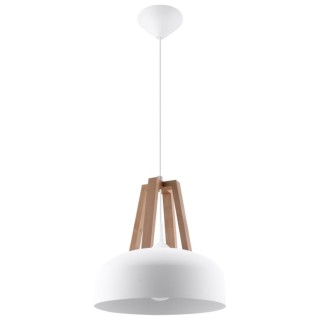 Lampe pendante CASCO blanc/bois naturel