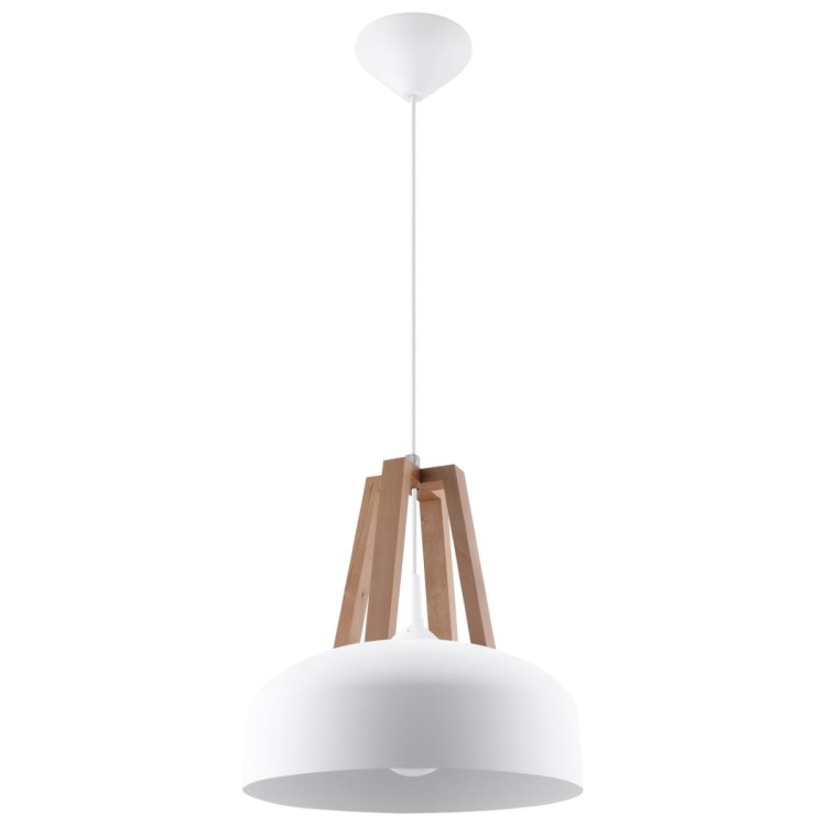 Lampe pendante CASCO blanc/bois naturel
