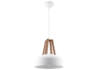 Lampe pendante CASCO blanc/bois naturel