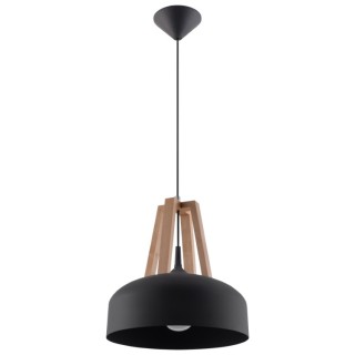 Lampe pendante CASCO noir/bois naturel