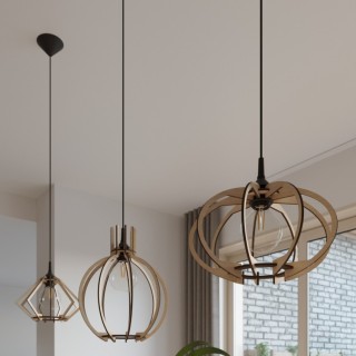 Lampe suspendue POMPELMO en bois naturel