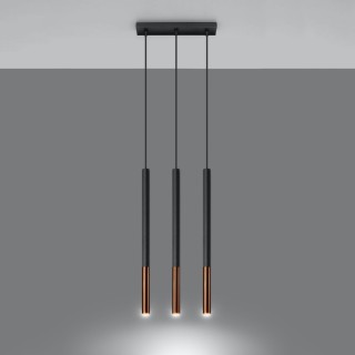 Lampe suspendue MOZAICA 3L noir/cuivre
