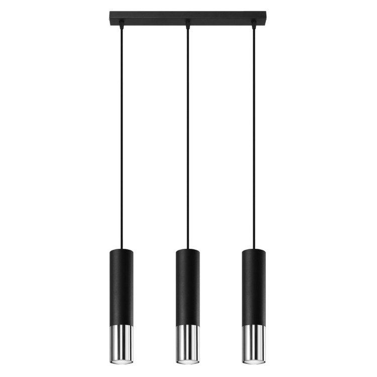 Lampe suspendue LOOPEZ 3L noir/chrome