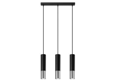 Lampe suspendue LOOPEZ 3L noir/chrome