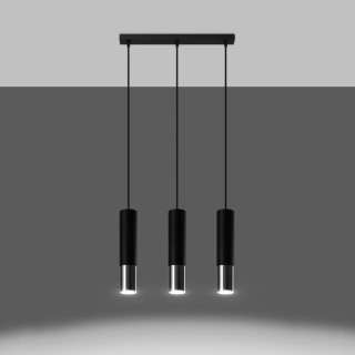 Lampe suspendue LOOPEZ 3L noir/chrome