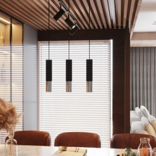 Lampe suspendue LOOPEZ 3L noir/chrome