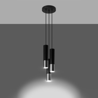 Lampe suspendue LOOPEZ 3P noir/chrome