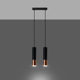 Lampe suspendue LOOPEZ 2 noir/cuivre