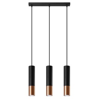 Lampe suspendue LOOPEZ 3L noir/cuivre