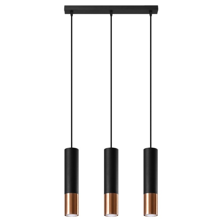 Lampe suspendue LOOPEZ 3L noir/cuivre