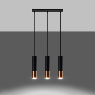 Lampe suspendue LOOPEZ 3L noir/cuivre