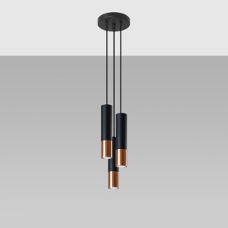 Lampe suspendue LOOPEZ 3P noir/cuivre