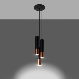 Lampe suspendue LOOPEZ 3P noir/cuivre