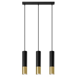 Lampe suspendue LOOPEZ 3L noir/doré