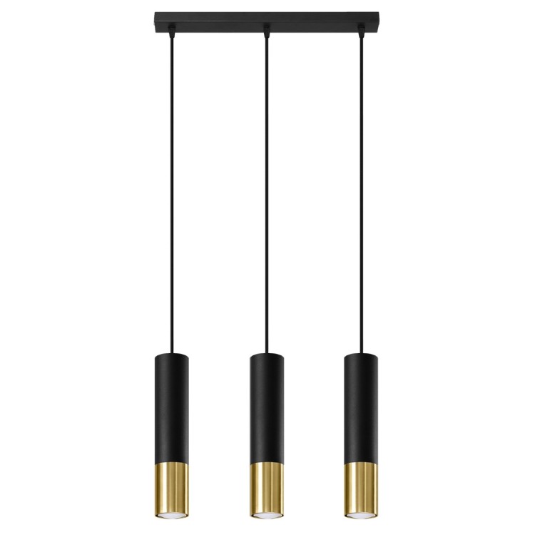 Lampe suspendue LOOPEZ 3L noir/doré