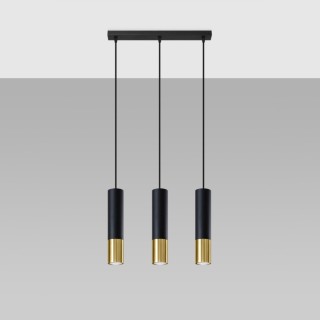 Lampe suspendue LOOPEZ 3L noir/doré