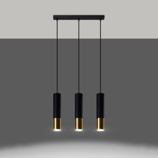 Lampe suspendue LOOPEZ 3L noir/doré