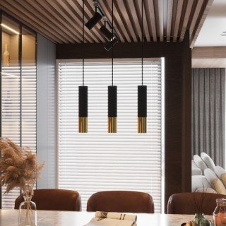 Lampe suspendue LOOPEZ 3L noir/doré