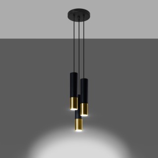 Lampe suspendue LOOPEZ 3P noir/doré
