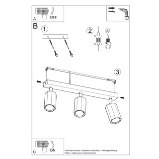 Plafonnier ZEKE 3 chêne