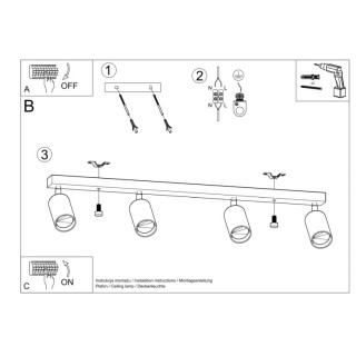 Plafonnier BERG 4 en bois naturel