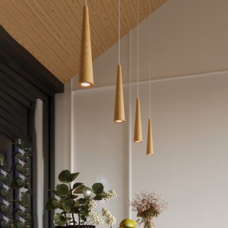Lampe suspendue SULA 1 en bois naturel
