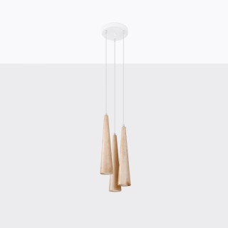 Lampe suspendue SULA 3P en bois naturel
