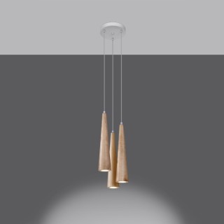Lampe suspendue SULA 3P en bois naturel