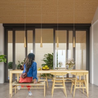 Lampe suspendue SULA 3P en bois naturel