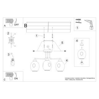 Lustre FILLAN 3 noir