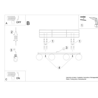 Plafonnier YOLI 4 noir