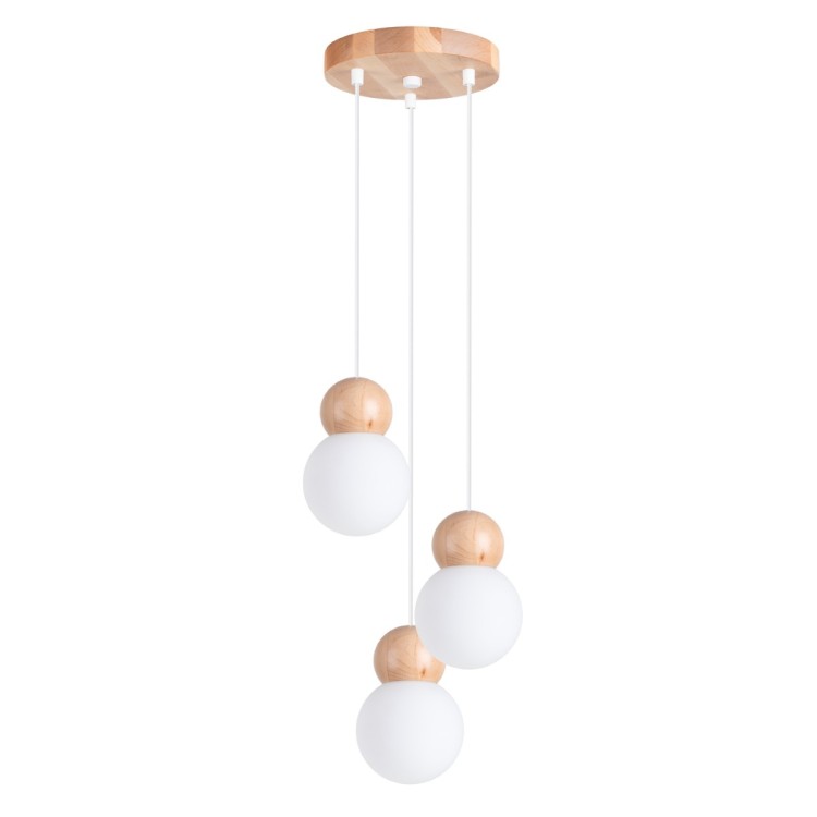 Lampe suspendue PEKKA 3P blanc/bois naturel