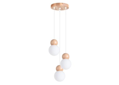 Lampe suspendue PEKKA 3P blanc/bois naturel