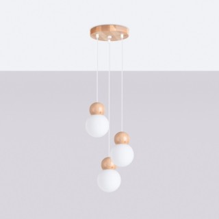 Lampe suspendue PEKKA 3P blanc/bois naturel