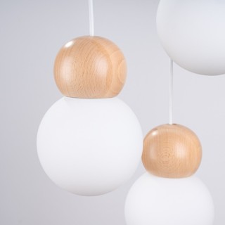 Lampe suspendue PEKKA 3P blanc/bois naturel