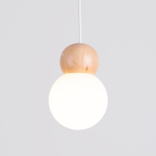 Lampe suspendue PEKKA 3P blanc/bois naturel