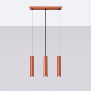 Lampe suspendue LAGOS 3L rouge ocre