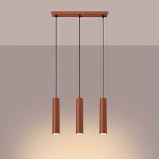 Lampe suspendue LAGOS 3L rouge ocre