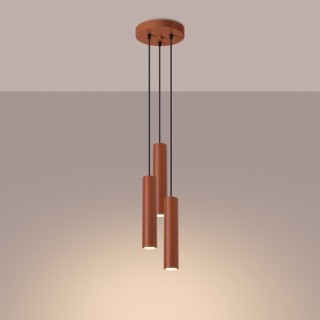 Lampe suspendue LAGOS 3P rouge ocre