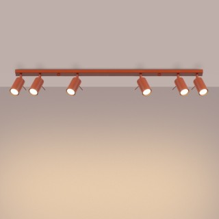 Plafonnier RING 6L rouge ochra