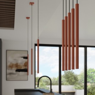 Lampe suspendue PASTELO 5P rouge ocre