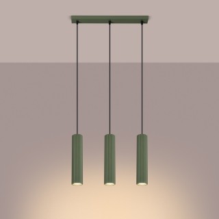 Lampe suspendue KARBON 3L vert olive
