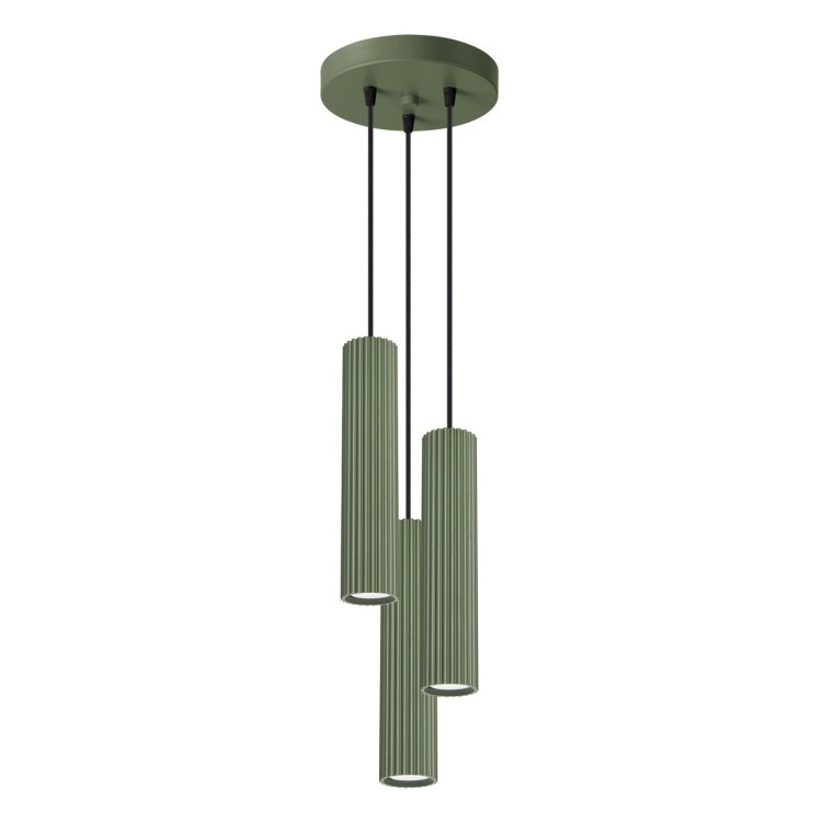 Lampe suspendue KARBON 3P vert olive