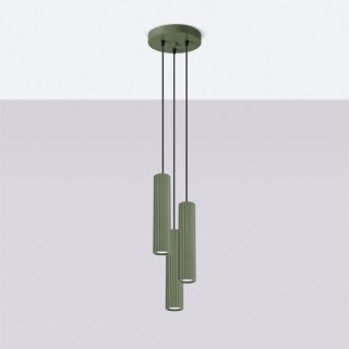 Lampe suspendue KARBON 3P vert olive