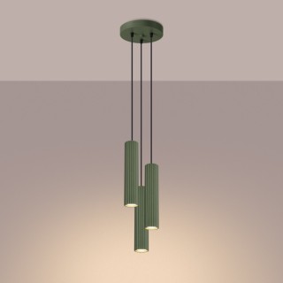 Lampe suspendue KARBON 3P vert olive