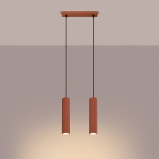Lampe suspendue KARBON 2 rouge ocre
