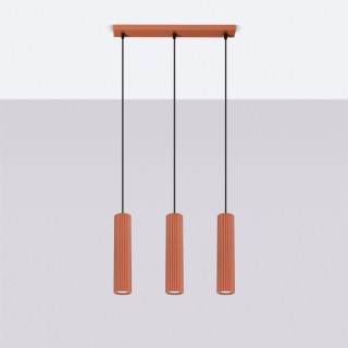 Lampe suspendue KARBON 3L rouge ocre