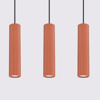 Lampe suspendue KARBON 3L rouge ocre